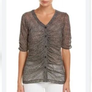 CAbi Gathered Placket Sheer Blouse - Size M